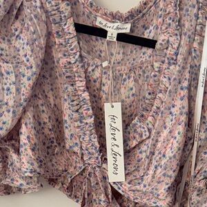 For Love And Lemons Pastel Floral Ruffle Blouse